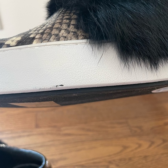 Michael Kors Maven Embossed Snakeskin Print Leather and Rabbit Fur Sneak… - Picture 8 of 13